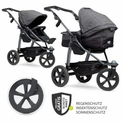 Deals 🛒 TFK Kombi-Kinderwagen Mono mit Luftkammerreifen und Kombi-Einheit (Babywanne+Sitz) + XXL-Zamboo Zubehörpaket - Anthrazit - Collection 2022 🔔