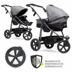 Wholesale 🔔 TFK Kombi-Kinderwagen Mono mit Luftkammerreifen und Kombi-Einheit (Babywanne+Sitz) + XXL-Zamboo Zubehörpaket - Prem. Grau - Collection 2022 🧨