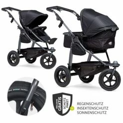 Best reviews of 🛒 TFK Kombi-Kinderwagen Mono mit Luftreifen - inkl. Kombi-Einheit (Babywanne + Sitz) und XXL-Zamboo Zubehörpaket - Schwarz - Collection 2022 🥰